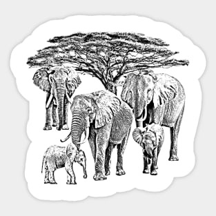 Elephants with Tree in Kenya / Africa Sticker